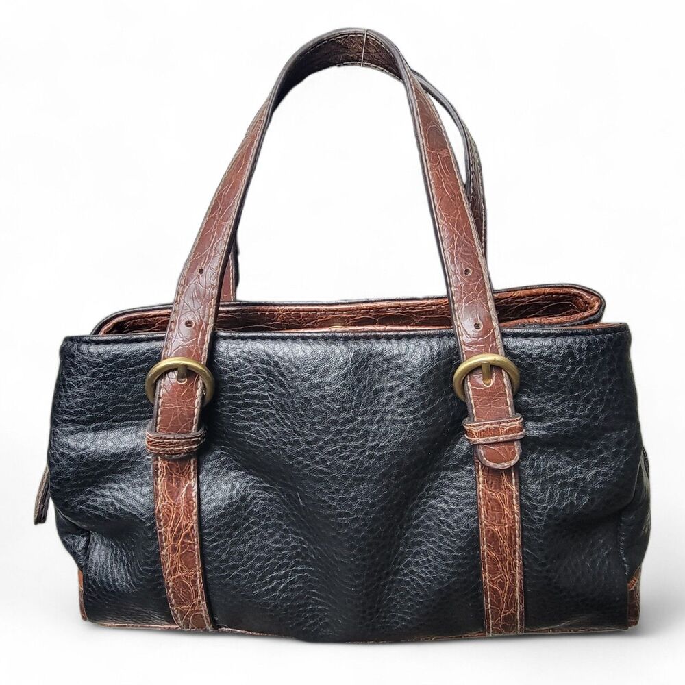 Croft & Barrow Satchel Womens Black Top Handle Bag Zip Closure Purse Y2K Classic